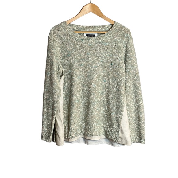 Lafayette 148 NY  Knit Sweater Linen Sides Size L - Picture 1 of 9